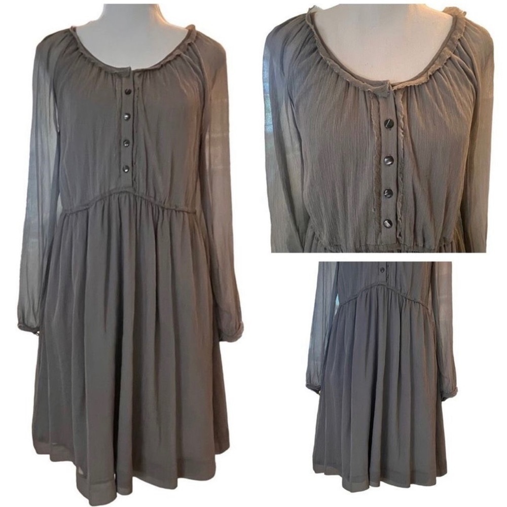 J.Crew Silk Long Sleeved Chiffon Lined Midi Dress Size 4